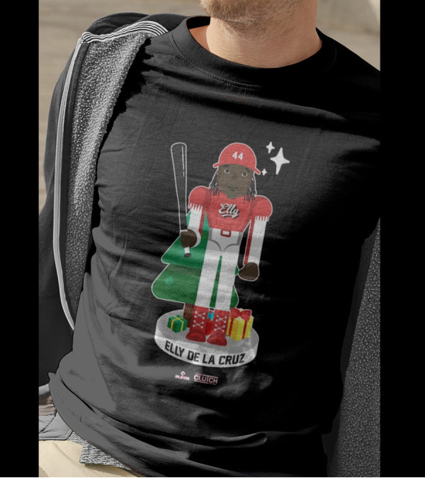 Elly De La Cruz MLBPA Nutcracker Cincinnati Reds MLB Christmas Festive Holiday Clutch Baseball Player Image T-Shirt