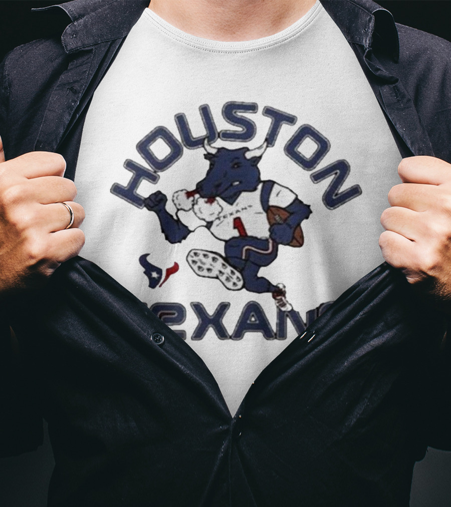 Houston Texans Toro Mascot Running Football T-Shirt