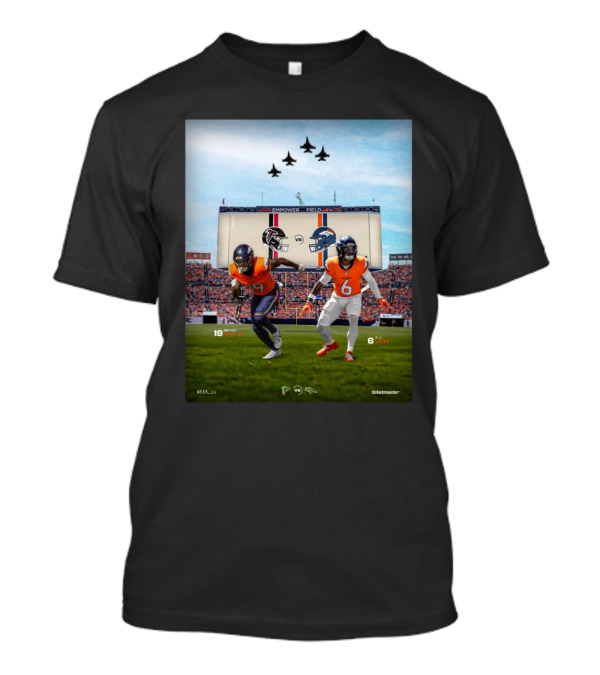 Marvin Mims Jr And PJ Locke Denver Broncos Vs Atlanta Falcons Empower Field Week 11 Football Matchup T-Shirt