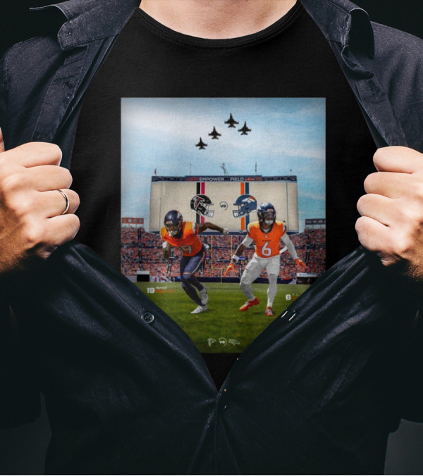 Marvin Mims Jr And PJ Locke Denver Broncos Vs Atlanta Falcons Empower Field Week 11 Football Matchup T-Shirt