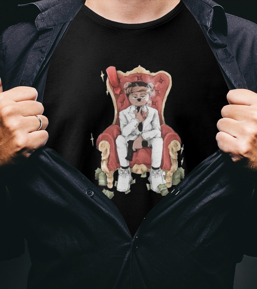 Top Kid Korro Sitting On Red Throne With Money Rolls And Suit T-Shirt