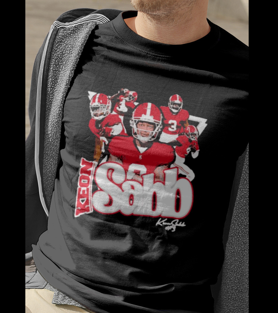 Keon Sabb 3 Alabama Crimson Tide Football Caricature Signature Crimson Jersey Players T-Shirt