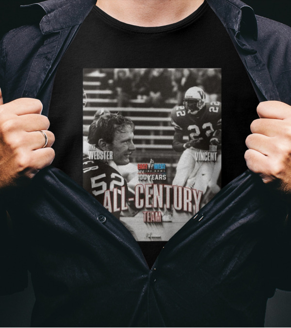 Wisconsin Badgers Mike Webster Troy Vincent East-West Shrine Bowl 100 Years All-Century Team T-Shirt