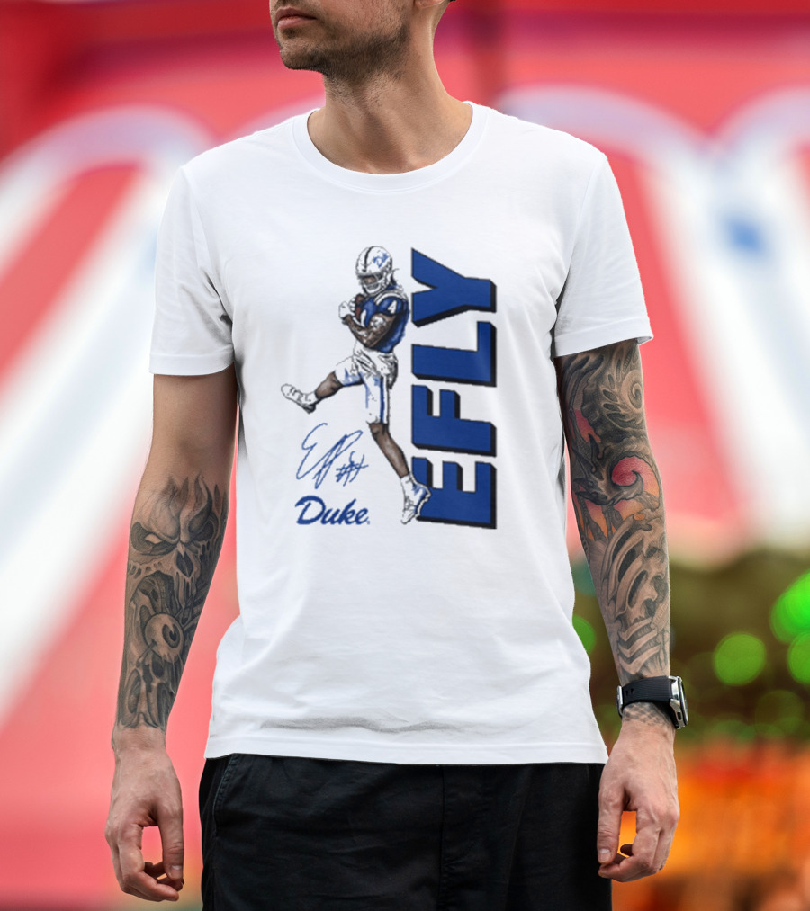 Eli Pancol #4 Duke Blue Devils EFLY Football Signature T-Shirt