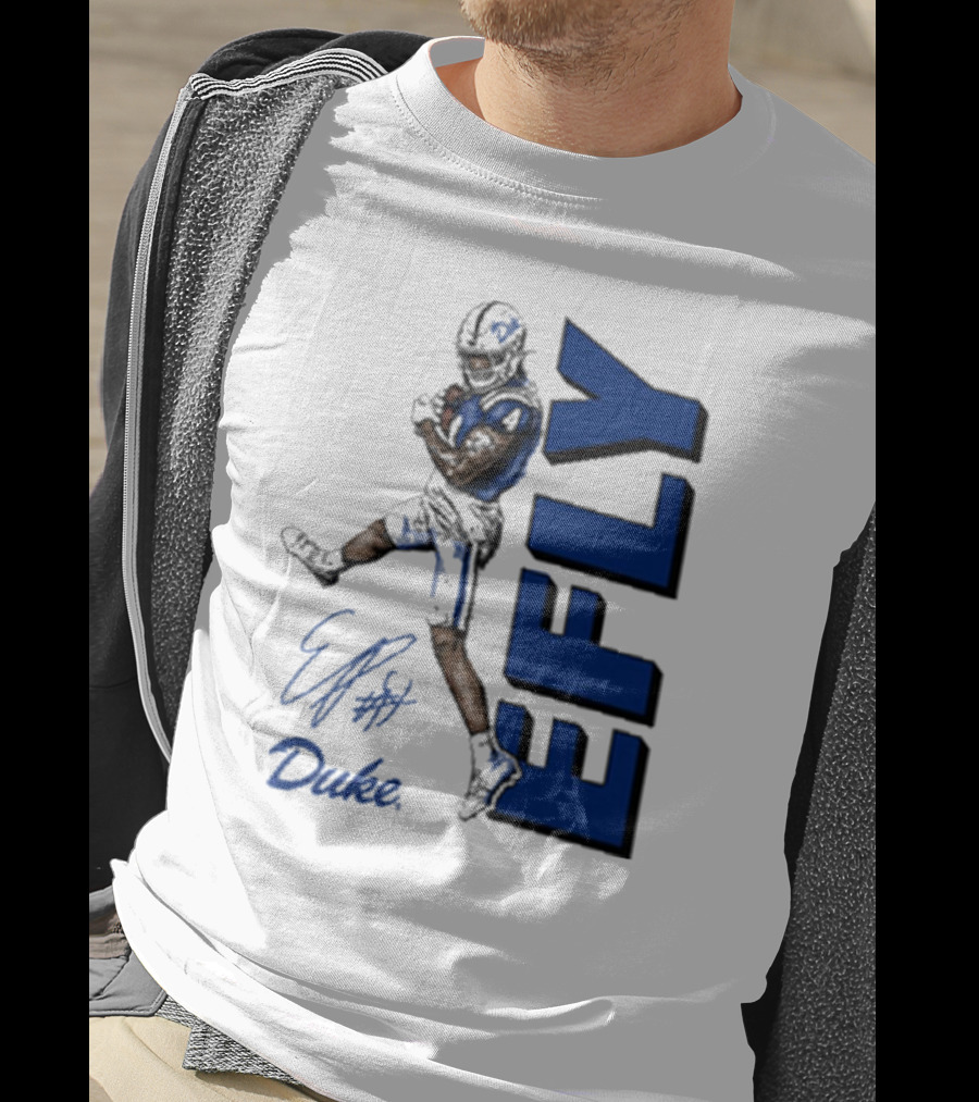 Eli Pancol #4 Duke Blue Devils EFLY Football Signature T-Shirt