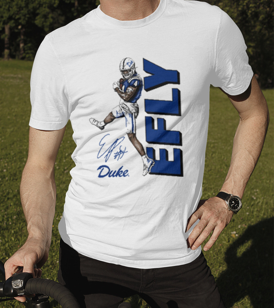 Eli Pancol #4 Duke Blue Devils EFLY Football Signature T-Shirt
