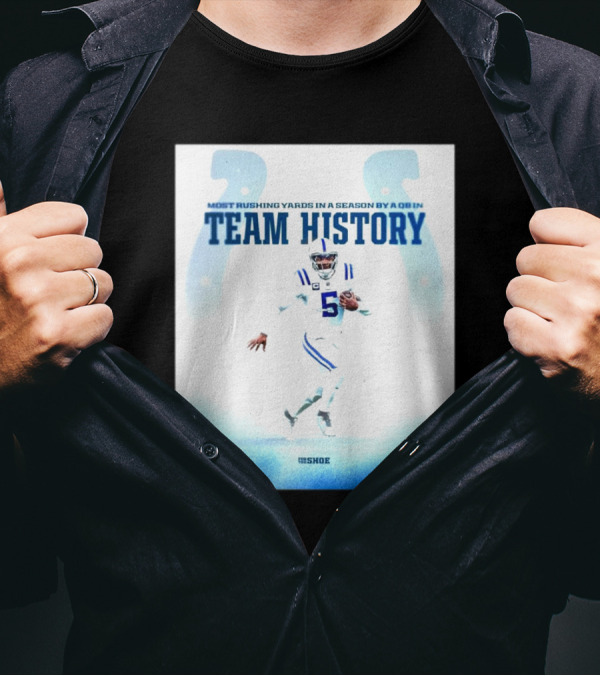 Anthony Richardson Indianapolis Colts Most Rushing Yards By QB In Team History T-Shirt