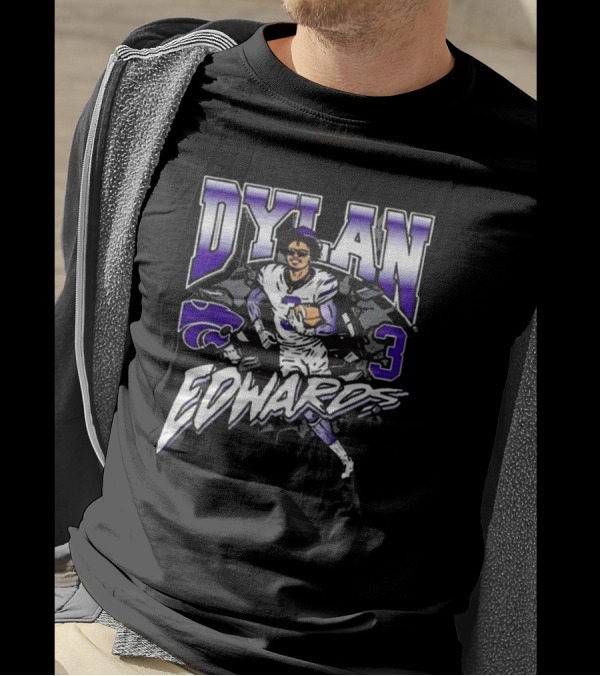 Mr. Joe L. Hall Jr. Sporting Dylan Edwards 3 Kansas State Wildcats Iconic Football T-Shirt