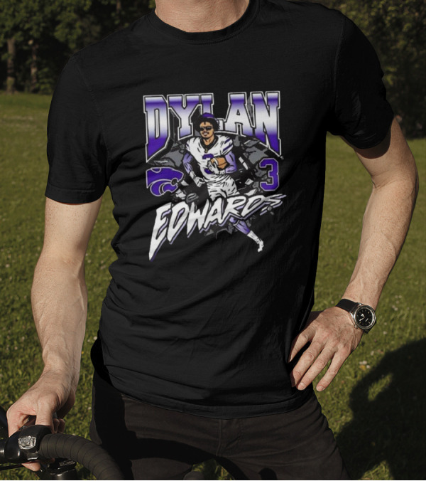 Mr. Joe L. Hall Jr. Sporting Dylan Edwards 3 Kansas State Wildcats Iconic Football T-Shirt