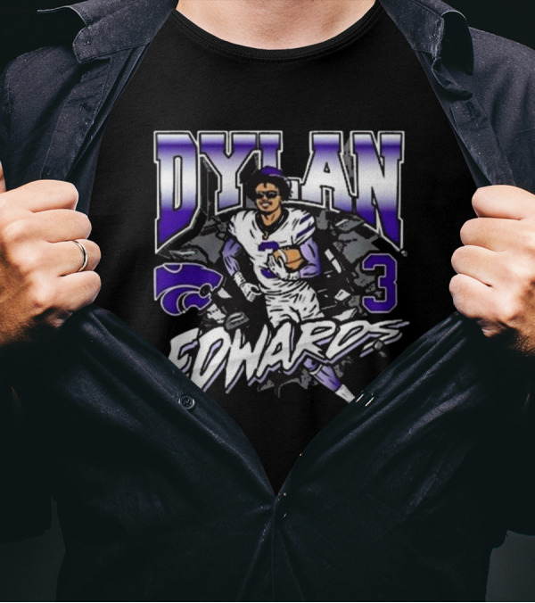 Mr. Joe L. Hall Jr. Sporting Dylan Edwards 3 Kansas State Wildcats Iconic Football T-Shirt