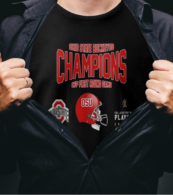 Ohio State Buckeyes Champions CFP First Round Game College Football Playoff 2024 Helmet NCAA Bowl Games T-Shirt