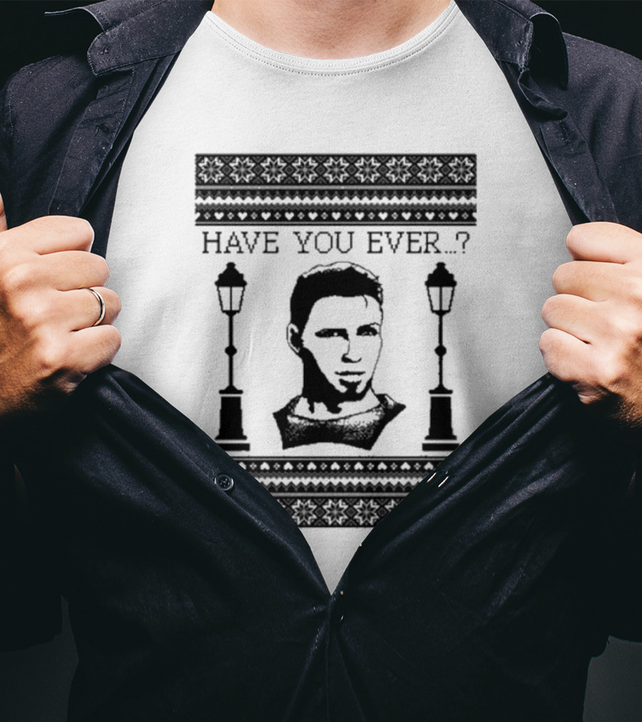 Dragon Age Alistair Have You Ever Ugly Christmas Sweater With Lamp Posts T-Shirt