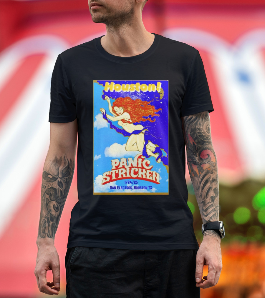 Houston Panic Stricken Concert Jan 24 2025 Dan Electro's Houston TX Event T-Shirt