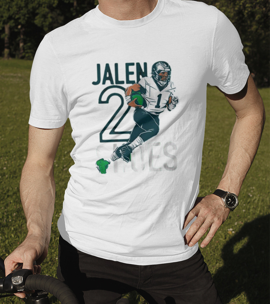 Jalen Hurts Two Shoes Philadelphia Eagles NFL Player Football Action T-Shirt