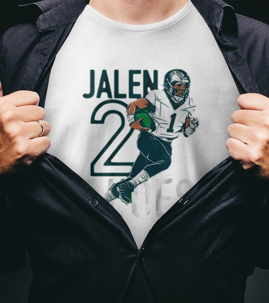 Jalen Hurts Two Shoes Philadelphia Eagles NFL Player Football Action T-Shirt
