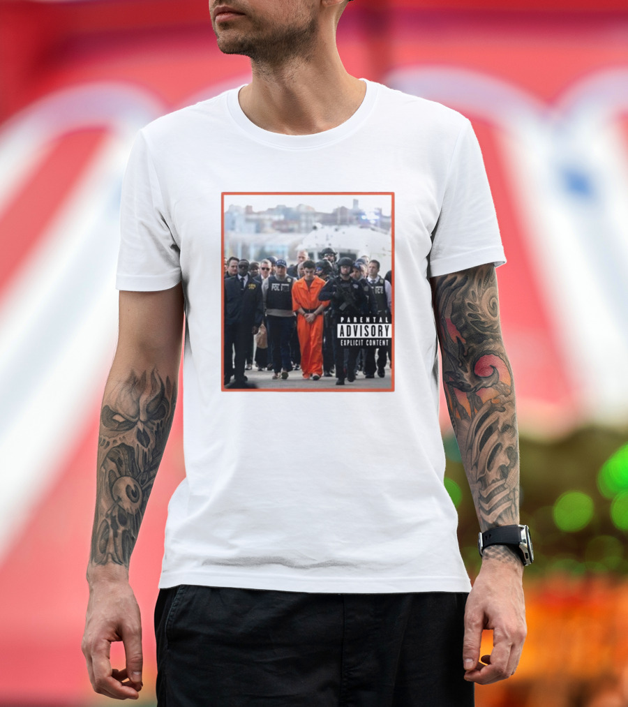 Kevin Flynn Luigi Mangion 2024 Assholes Live Forever Parental Advisory Explicit Content T-Shirt