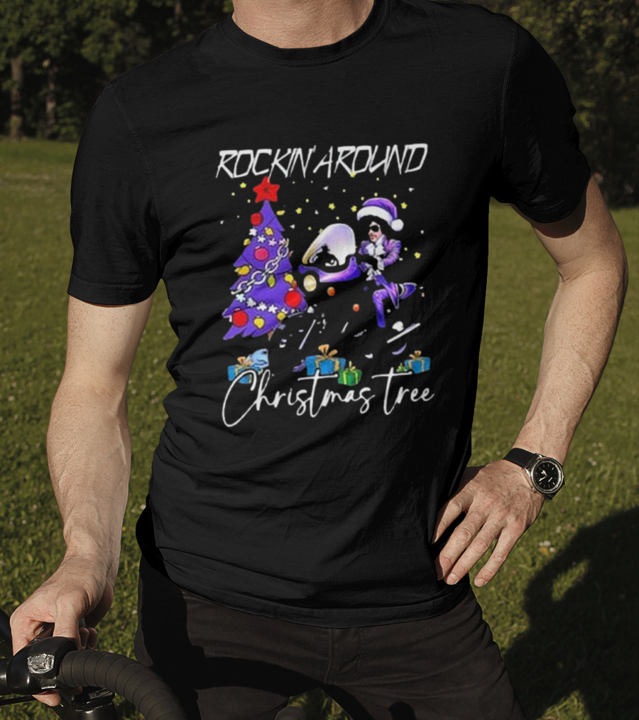 Rockin' Around Christmas Tree In Purple Outfit With Holiday Gifts T-Shirt