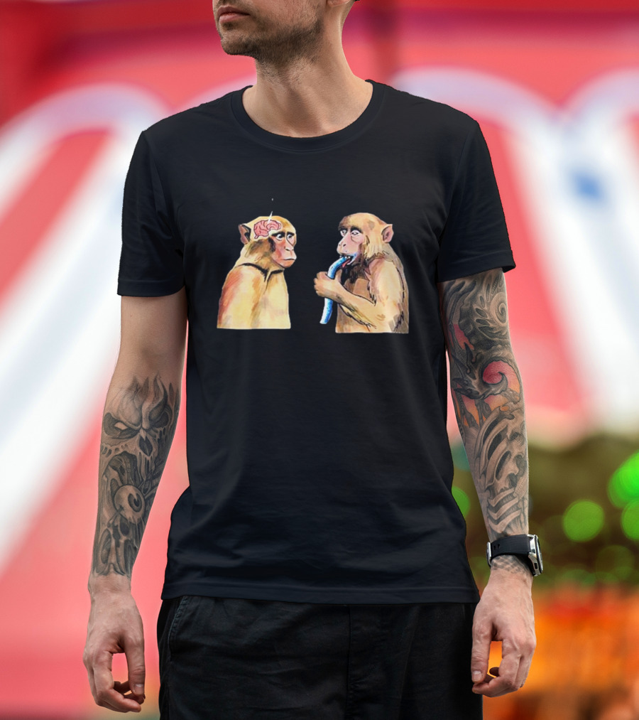 Neuron Activation Monkey Drinking Straw Connection T-Shirt