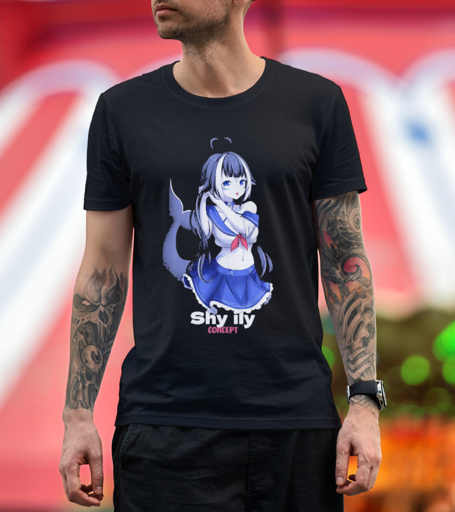 Shy Lily Concept Monochrome Anime Character T-Shirt
