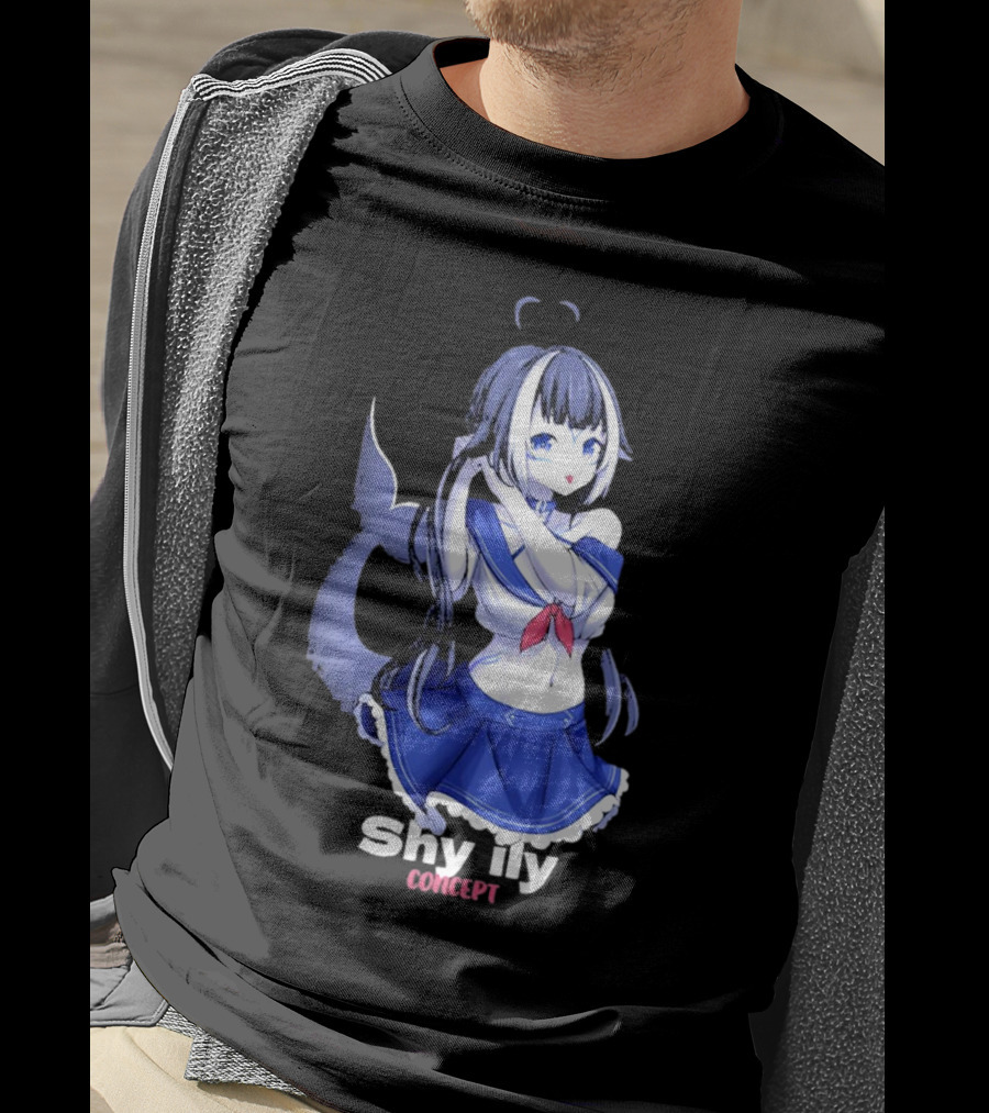 Shy Lily Concept Monochrome Anime Character T-Shirt