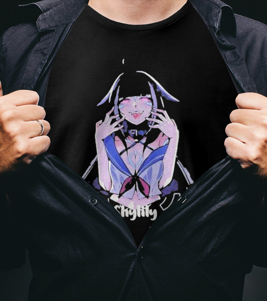 Shylily Yandere Anime Character With Fanged Smile And Pointed Ears T-Shirt