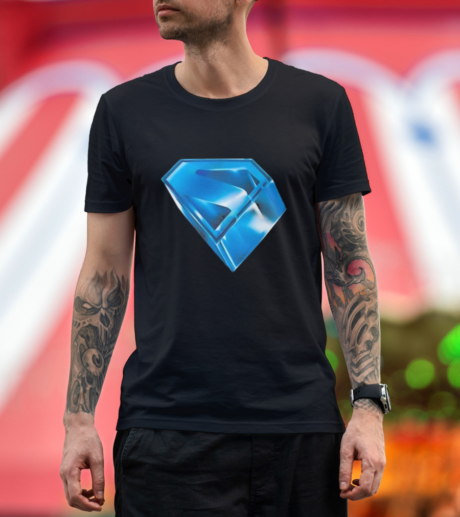 Superman 2025 Movie Stylized S-Shield Blue Diamond Emblem T-Shirt