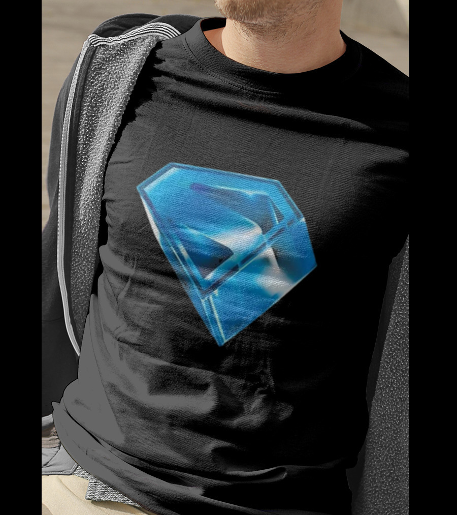 Superman 2025 Movie Stylized S-Shield Blue Diamond Emblem T-Shirt