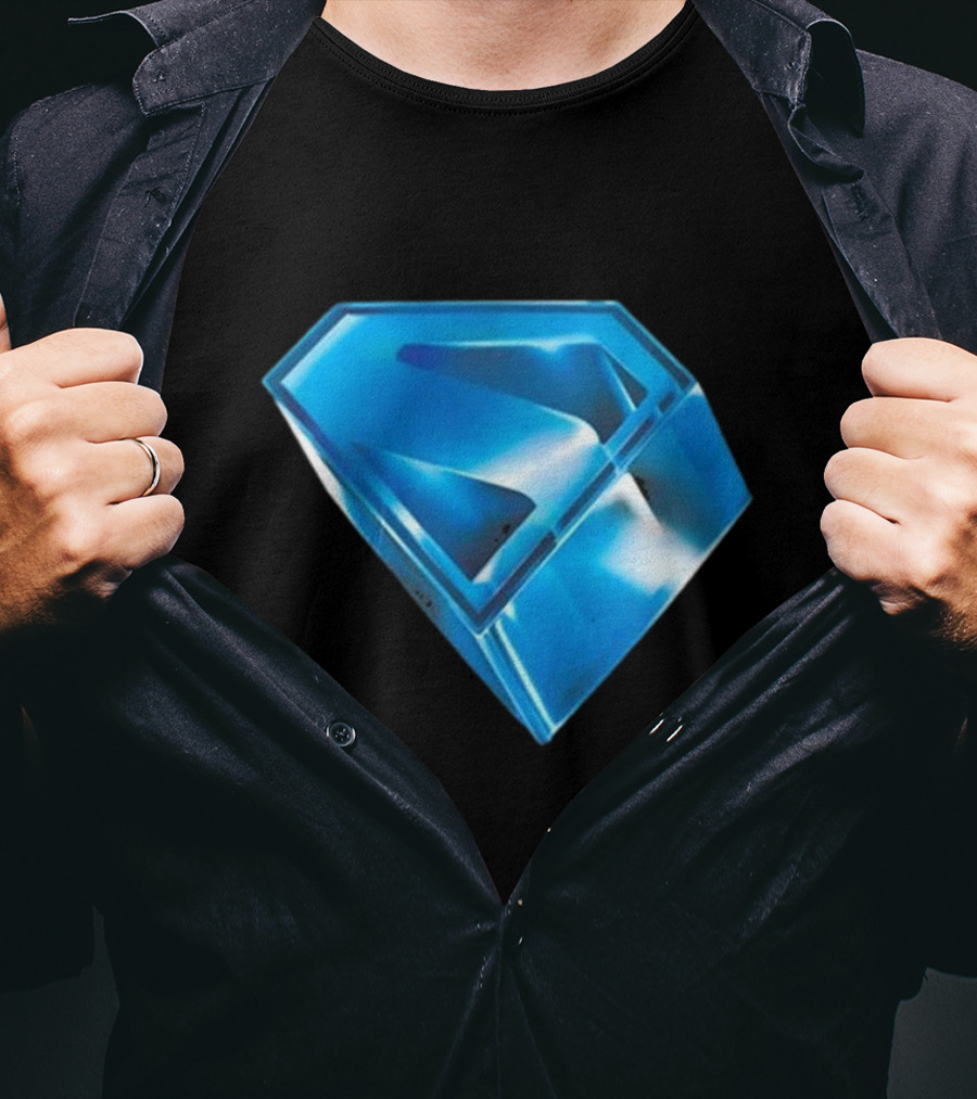 Superman 2025 Movie Stylized S-Shield Blue Diamond Emblem T-Shirt
