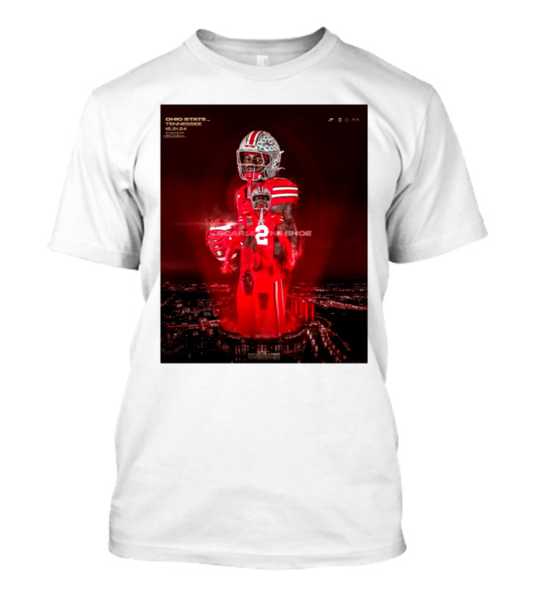 Ohio State Buckeyes Vs Tennessee Vols Caleb Downs Jeremiah Smith 12 21 24 Scarlet For The Shoe CFP T-Shirt