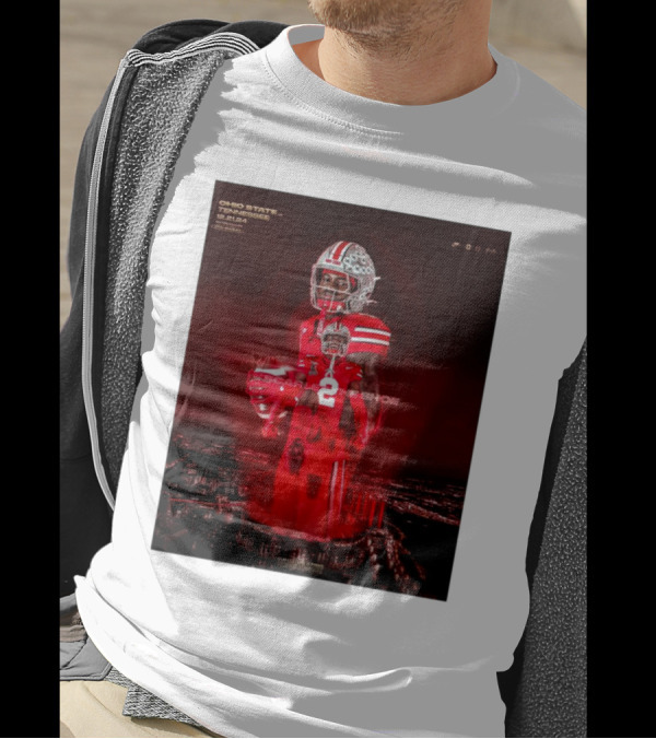 Ohio State Buckeyes Vs Tennessee Vols Caleb Downs Jeremiah Smith 12 21 24 Scarlet For The Shoe CFP T-Shirt
