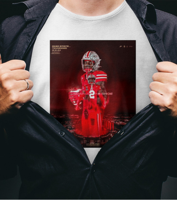 Ohio State Buckeyes Vs Tennessee Vols Caleb Downs Jeremiah Smith 12 21 24 Scarlet For The Shoe CFP T-Shirt