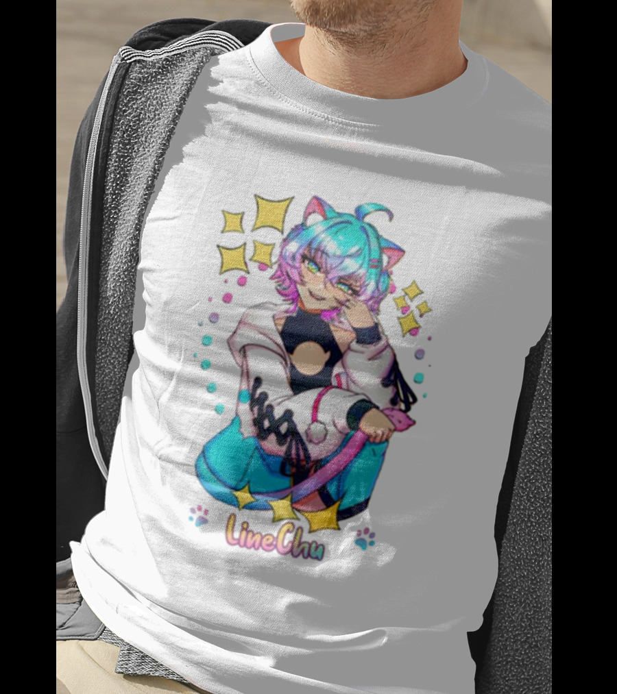 LineChu Glimmer Anime Character With Cat Ears And Colorful Pastel Aesthetic T-Shirt