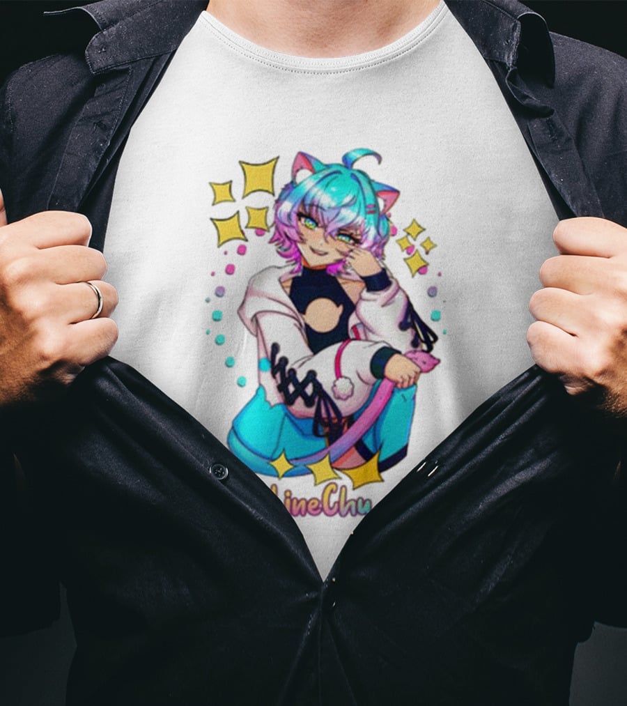 LineChu Glimmer Anime Character With Cat Ears And Colorful Pastel Aesthetic T-Shirt