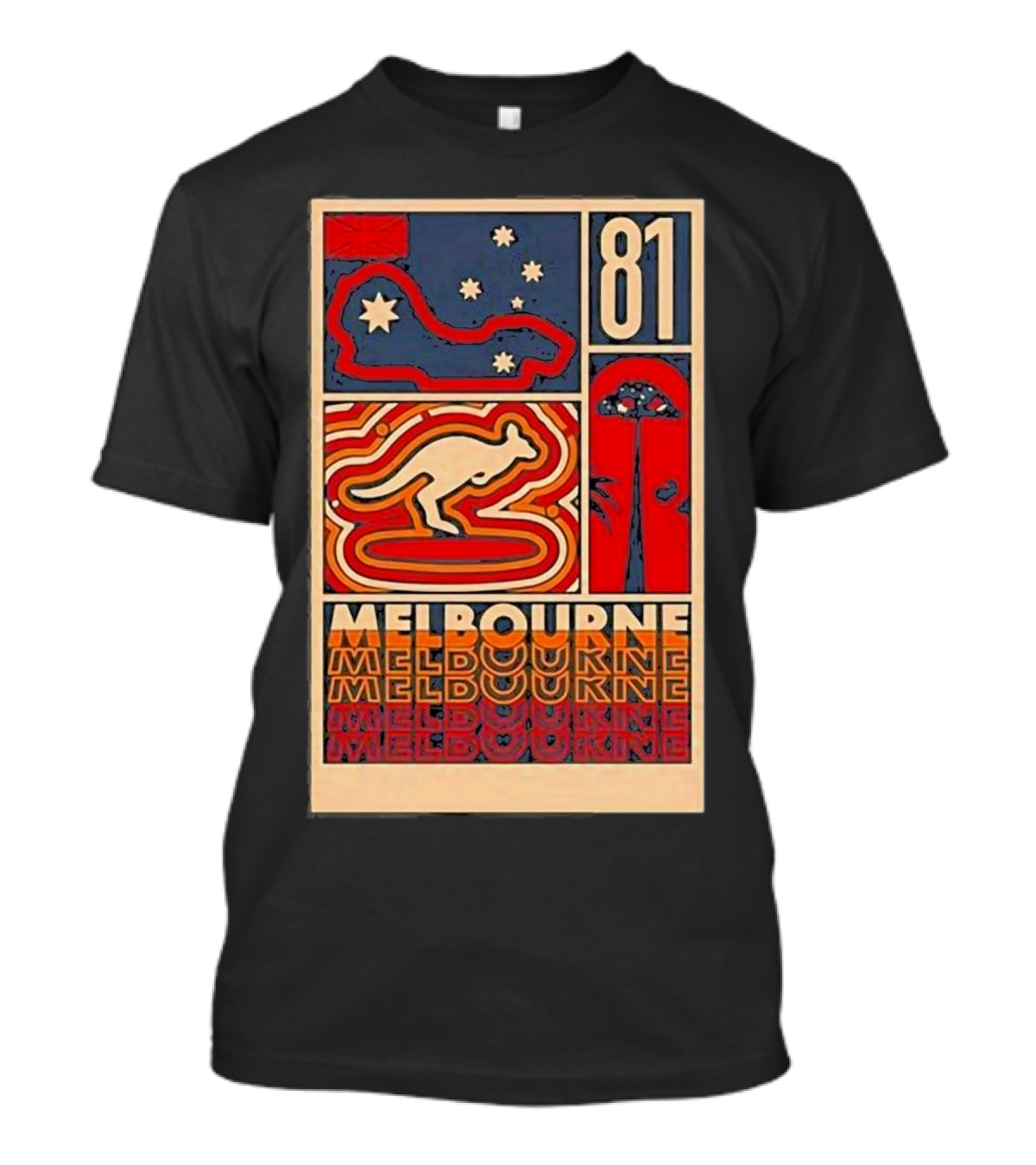 Melbourne 81 Stars Kangaroo Design Funny Oscar Piastri T-Shirt