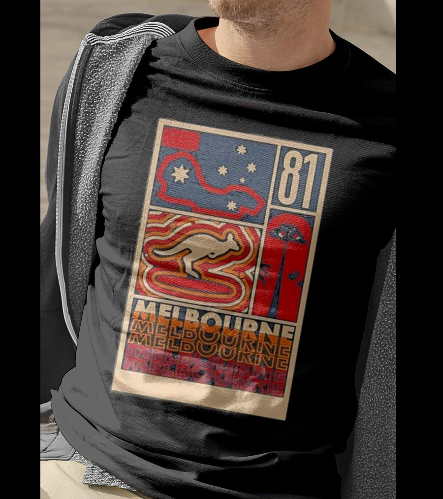 Melbourne 81 Stars Kangaroo Design Funny Oscar Piastri T-Shirt