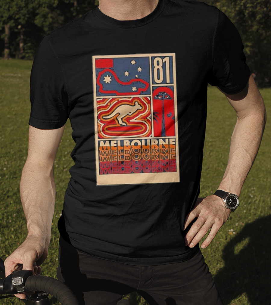 Melbourne 81 Stars Kangaroo Design Funny Oscar Piastri T-Shirt
