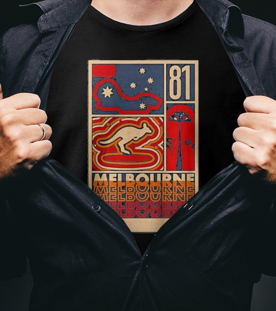 Melbourne 81 Stars Kangaroo Design Funny Oscar Piastri T-Shirt