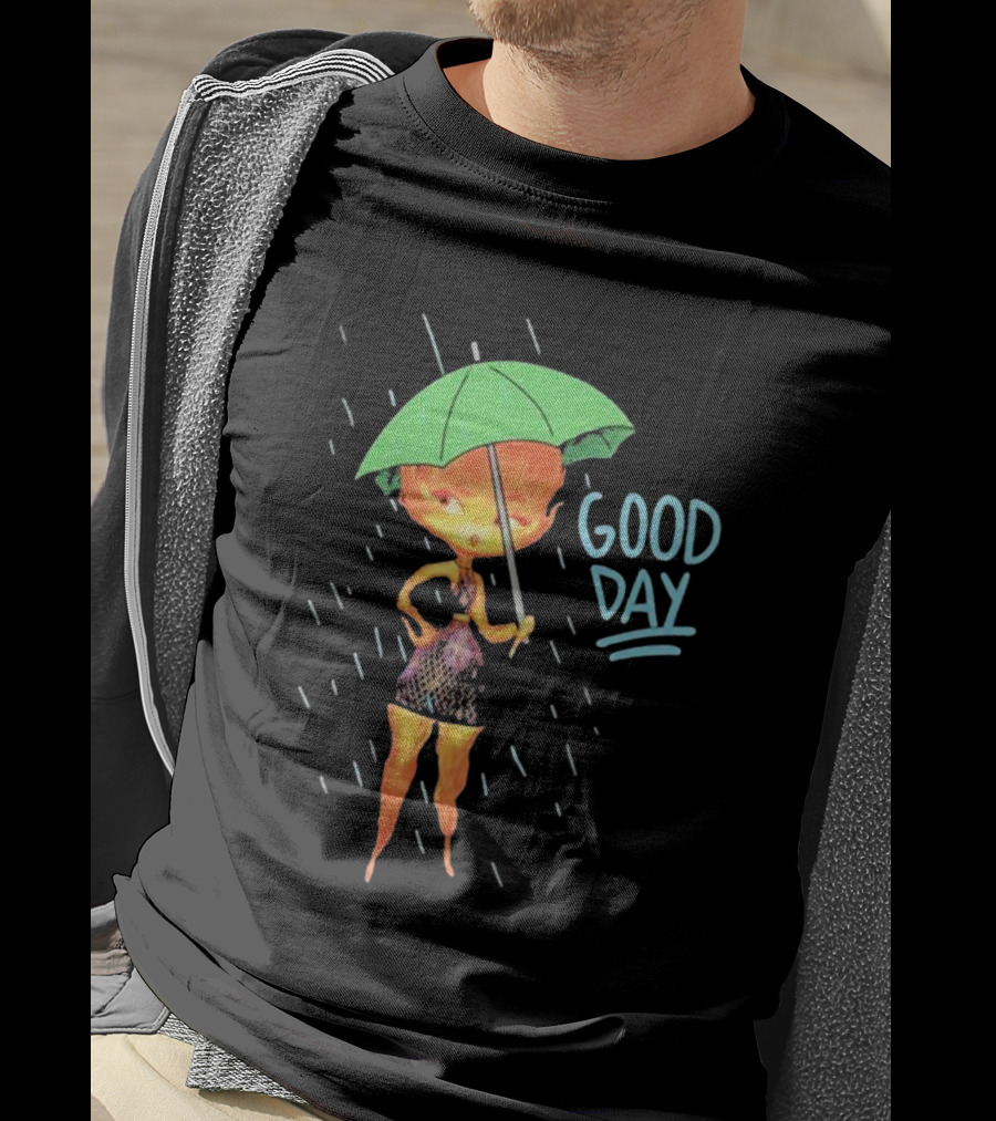 Good Day Ember Lumen Raindrops Green Umbrella T-Shirt