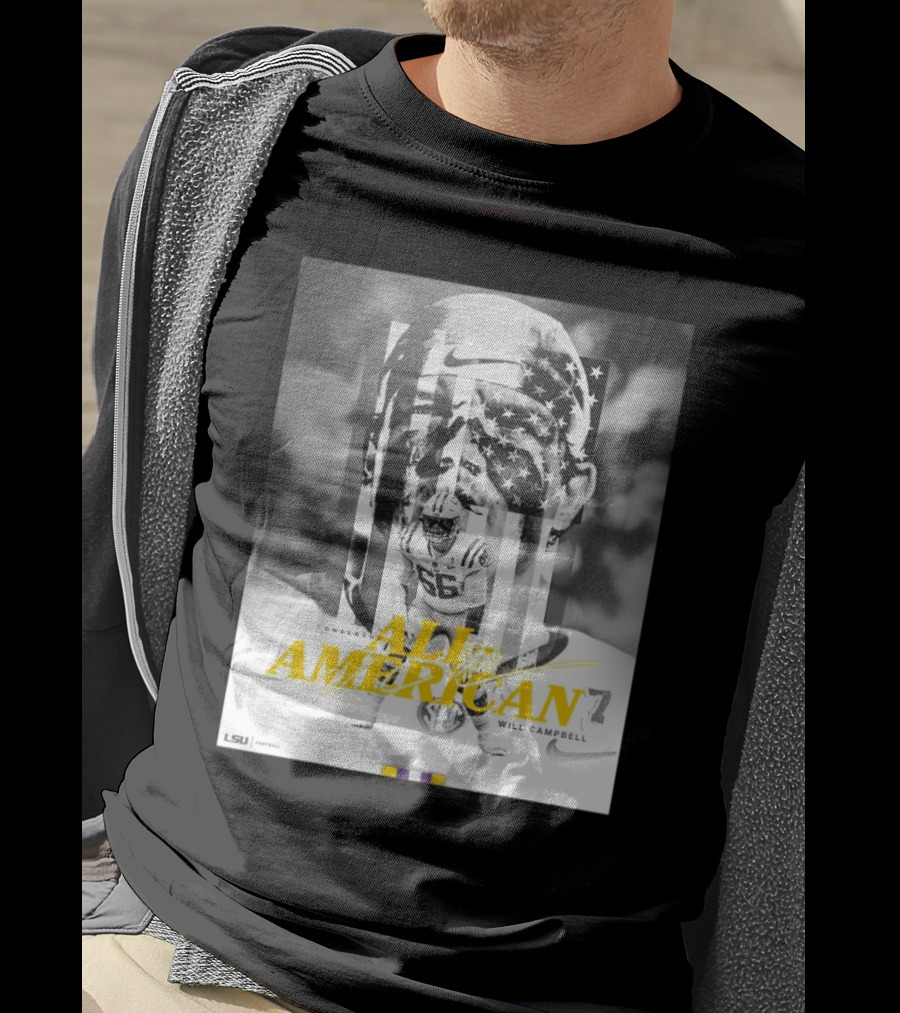 LSU Tigers Football Will Campbell Consensus All-American #66 T-Shirt