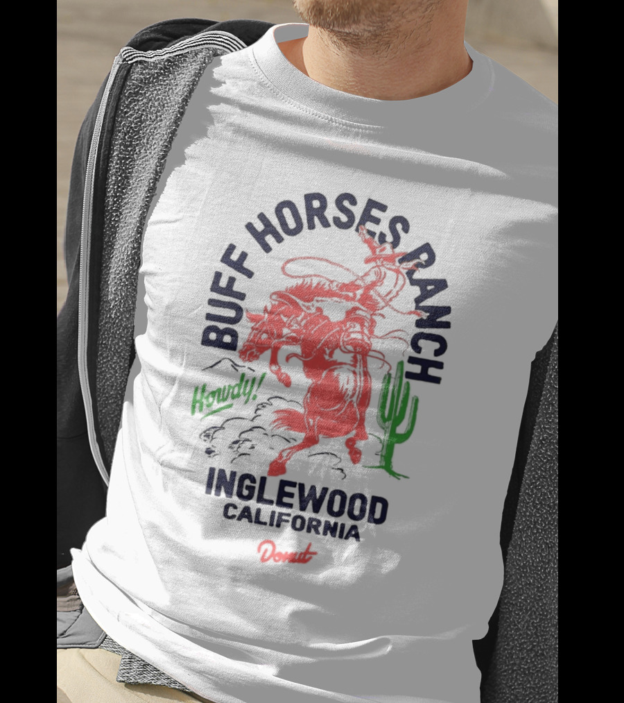 Buff Horses Ranch Howdy Inglewood California Donut T-Shirt