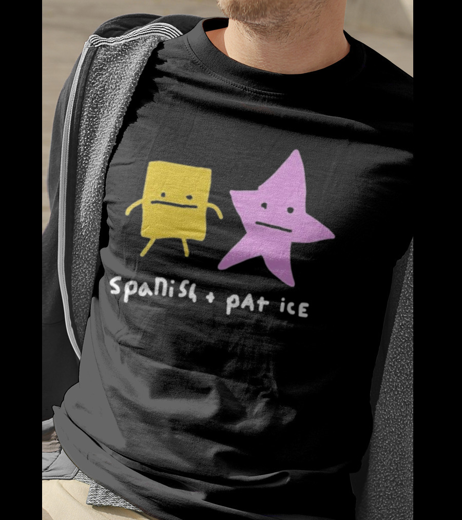 Spanish And Pat Ice Cartoon Square And Star Characters T-Shirt
