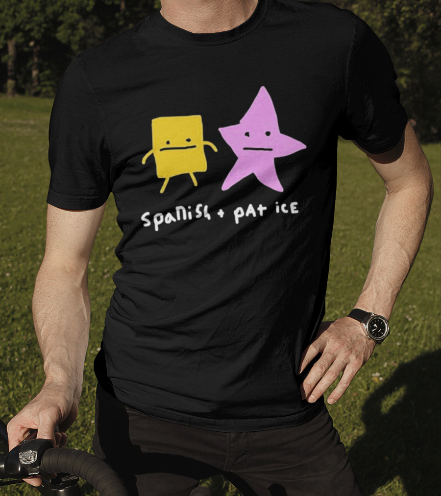 Spanish And Pat Ice Cartoon Square And Star Characters T-Shirt