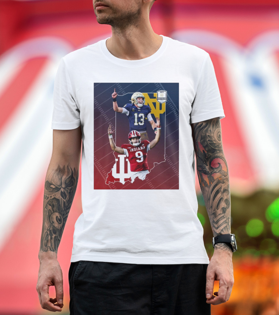 Indiana Hoosiers Versus Notre Dame Fighting Irish 12-Team CFP Friday Matchup T-Shirt