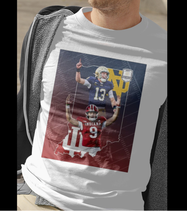 Indiana Hoosiers Versus Notre Dame Fighting Irish 12-Team CFP Friday Matchup T-Shirt