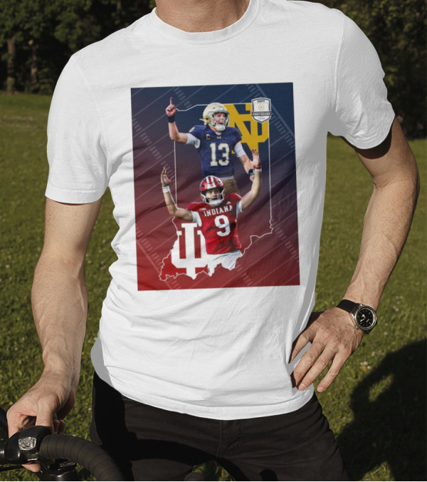 Indiana Hoosiers Versus Notre Dame Fighting Irish 12-Team CFP Friday Matchup T-Shirt