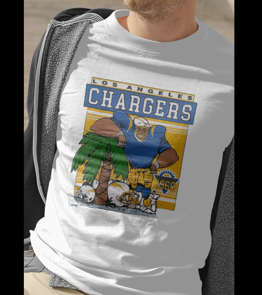 Los Angeles Chargers Crenshaw Skate Club Light Blue Palm Tree Established 1960 Football Player T-Shirt