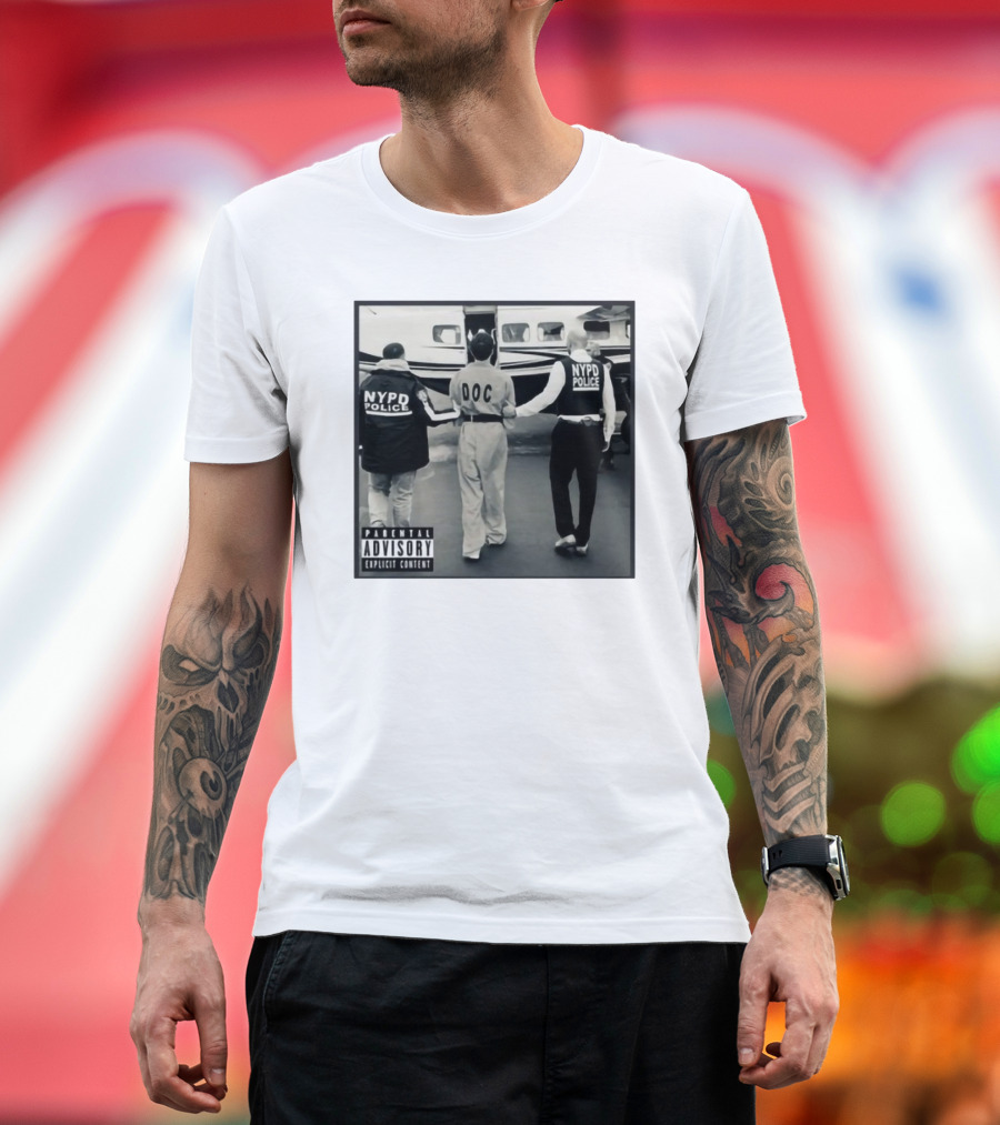 NYPD Police DOC Helicopter Pad Album Cover Parental Advisory T-Shirt