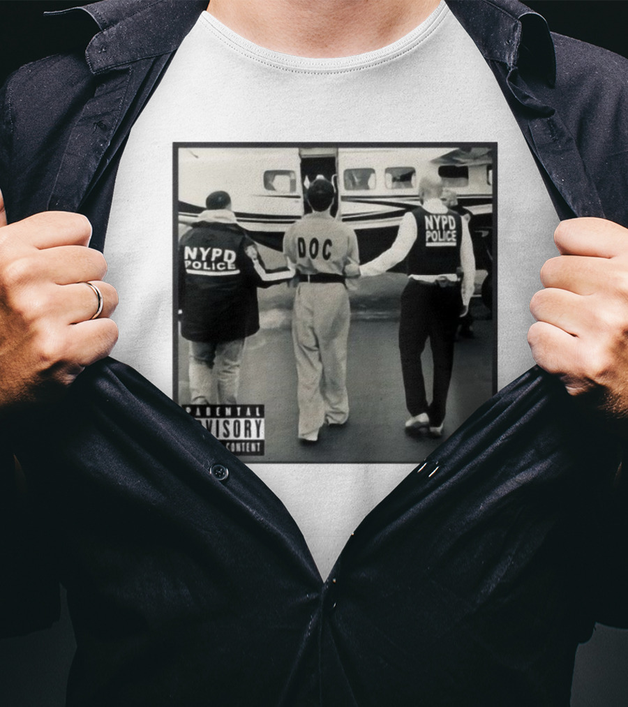 NYPD Police DOC Helicopter Pad Album Cover Parental Advisory T-Shirt