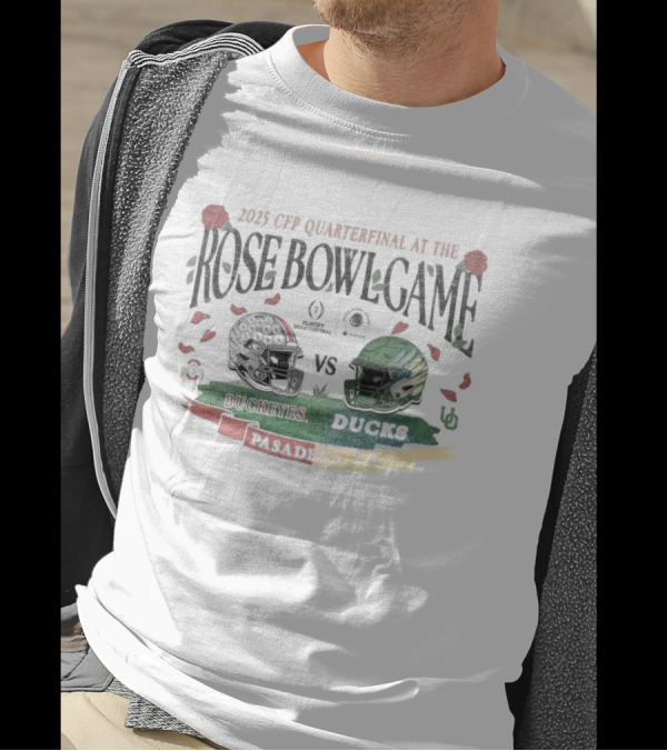 2025 CFP Quarterfinal Ohio State Buckeyes Vs Oregon Ducks Rose Bowl Game Pasadena CA T-Shirt