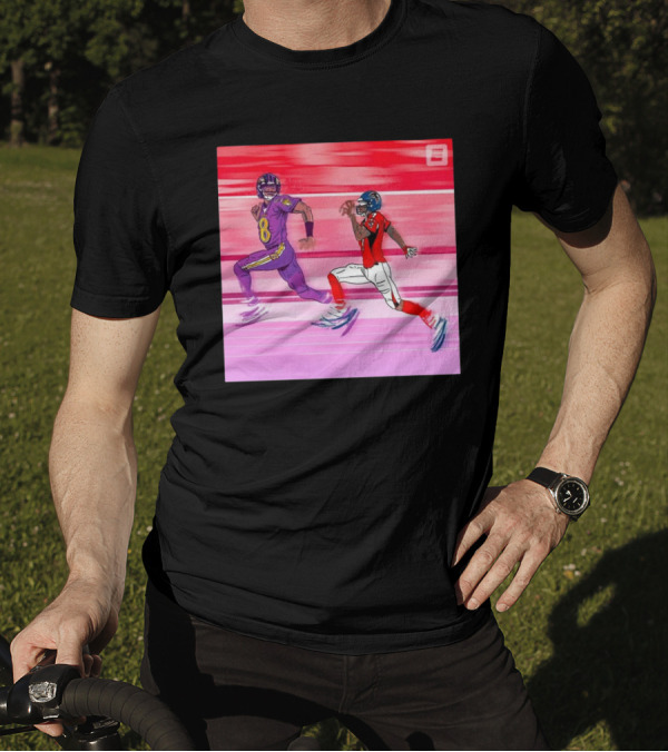Lamar Passes Michael Vick For Most Rushing Yards By QB In NFL History Ravens Falcons T-Shirt